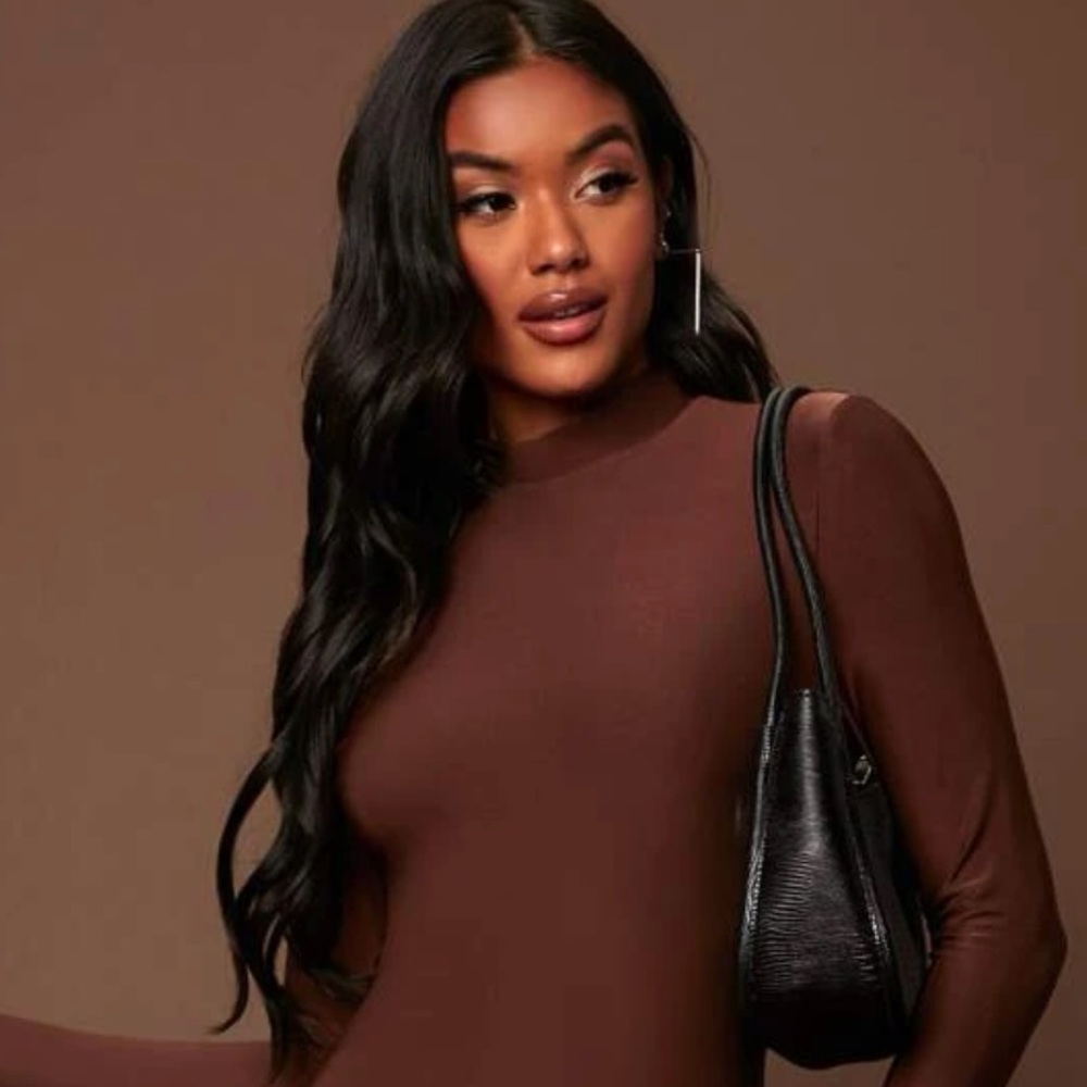 Mock Neck Bodycon Dress - Picture 2 of 7